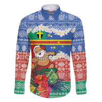 Personalised Tafea Joyeux Noel Family Matching Short Sleeve Bodycon Dress and Hawaiian Shirt Proud To Be a Ni-Van Sand Drawing Art LT9 Dad's Shirt - Long Sleeve Blue - Polynesian Pride