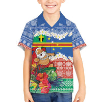 Personalised Tafea Joyeux Noel Family Matching Short Sleeve Bodycon Dress and Hawaiian Shirt Proud To Be a Ni-Van Sand Drawing Art LT9 Son's Shirt Blue - Polynesian Pride