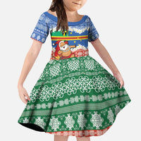 Personalised Tafea Joyeux Noel Family Matching Summer Maxi Dress and Hawaiian Shirt Proud To Be a Ni-Van Sand Drawing Art LT9 Daughter's Dress Blue - Polynesian Pride