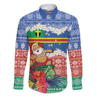 Personalised Tafea Joyeux Noel Family Matching Summer Maxi Dress and Hawaiian Shirt Proud To Be a Ni-Van Sand Drawing Art LT9 Dad's Shirt - Long Sleeve Blue - Polynesian Pride