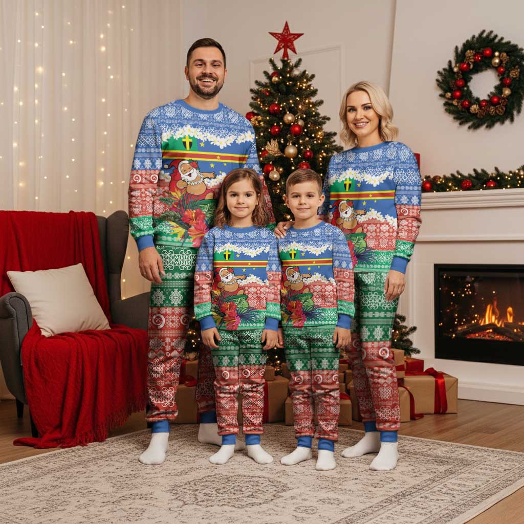 Personalised Tafea Joyeux Noel Christmas Pajama Set Proud To Be a Ni-Van Sand Drawing Art - Polynesian Pride