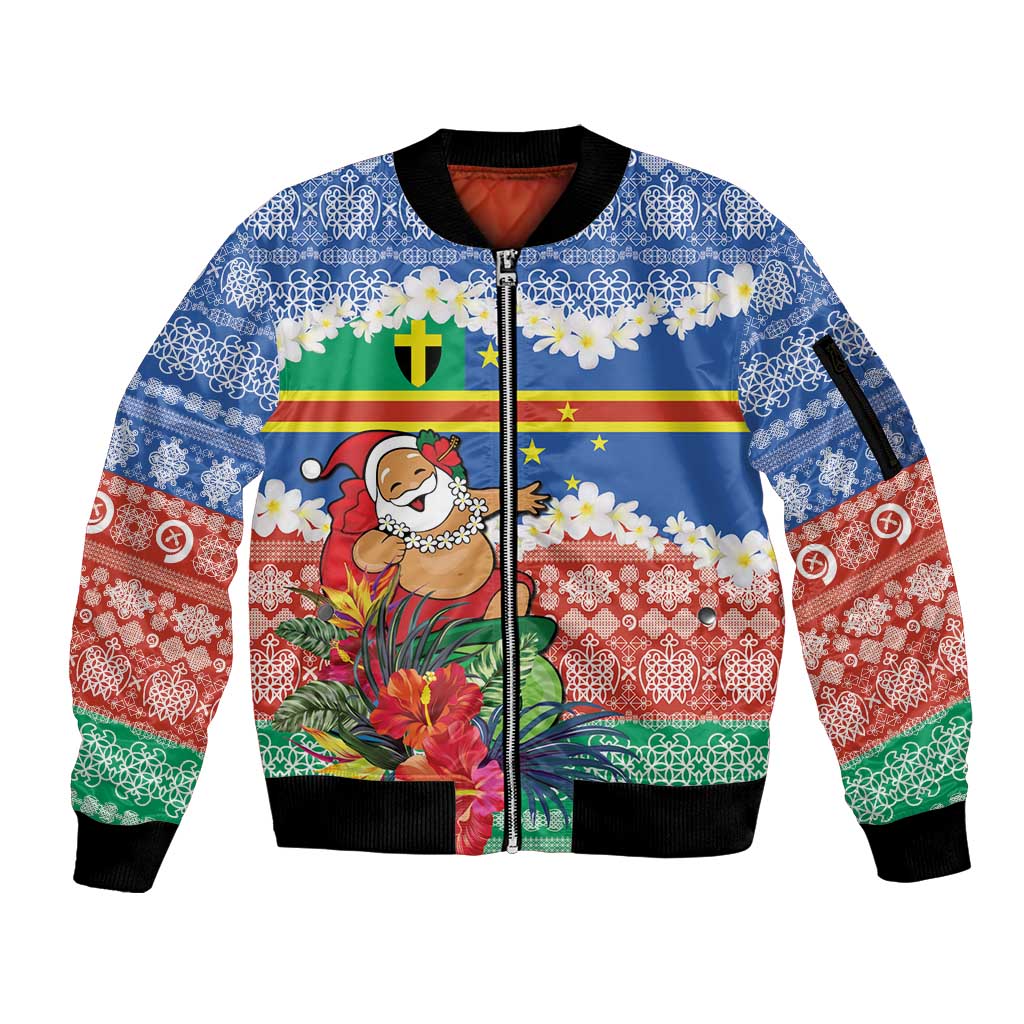 Personalised Tafea Joyeux Noel Sleeve Zip Bomber Jacket Proud To Be a Ni-Van Sand Drawing Art - Polynesian Pride