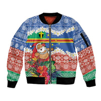 Personalised Tafea Joyeux Noel Sleeve Zip Bomber Jacket Proud To Be a Ni-Van Sand Drawing Art - Polynesian Pride