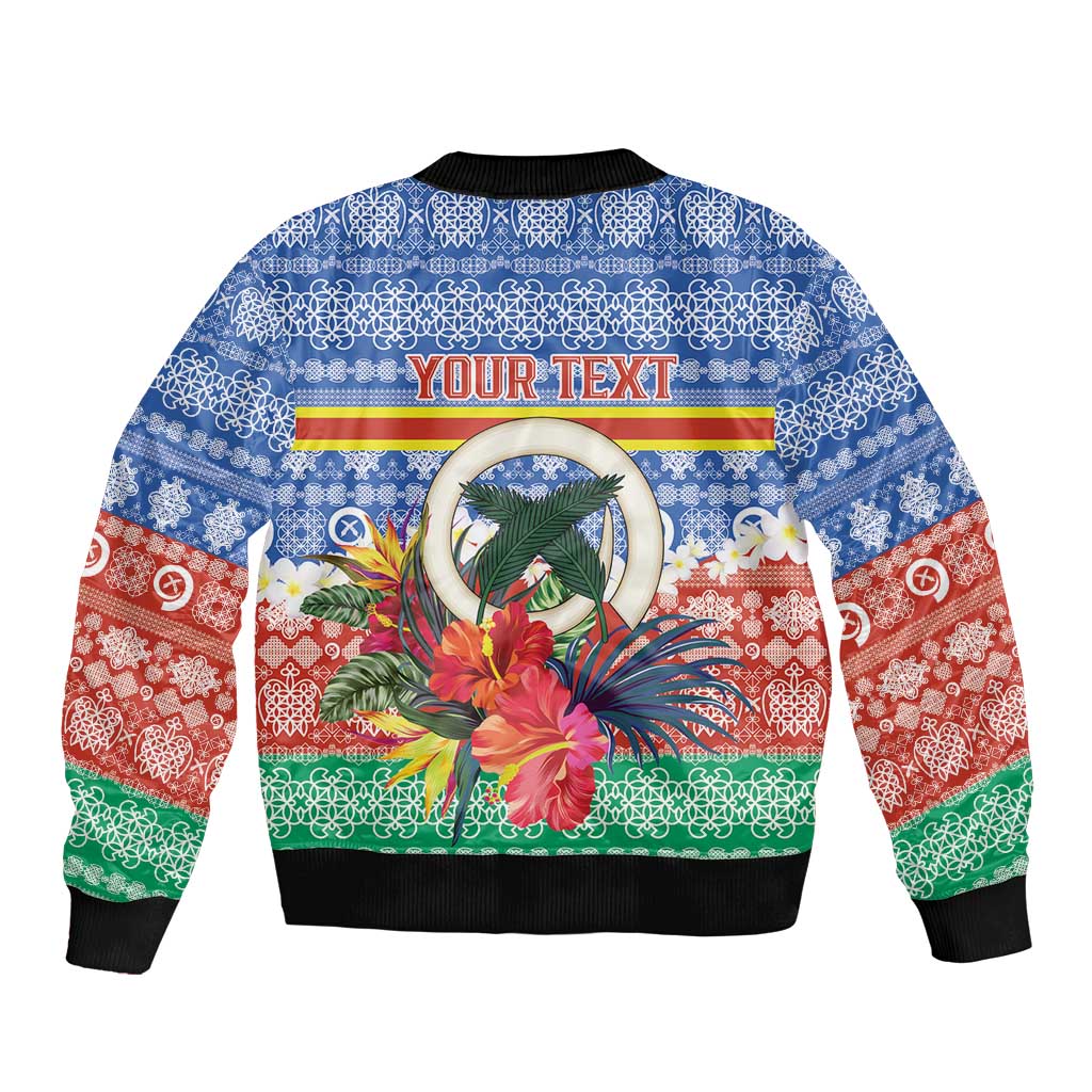 Personalised Tafea Joyeux Noel Sleeve Zip Bomber Jacket Proud To Be a Ni-Van Sand Drawing Art - Polynesian Pride