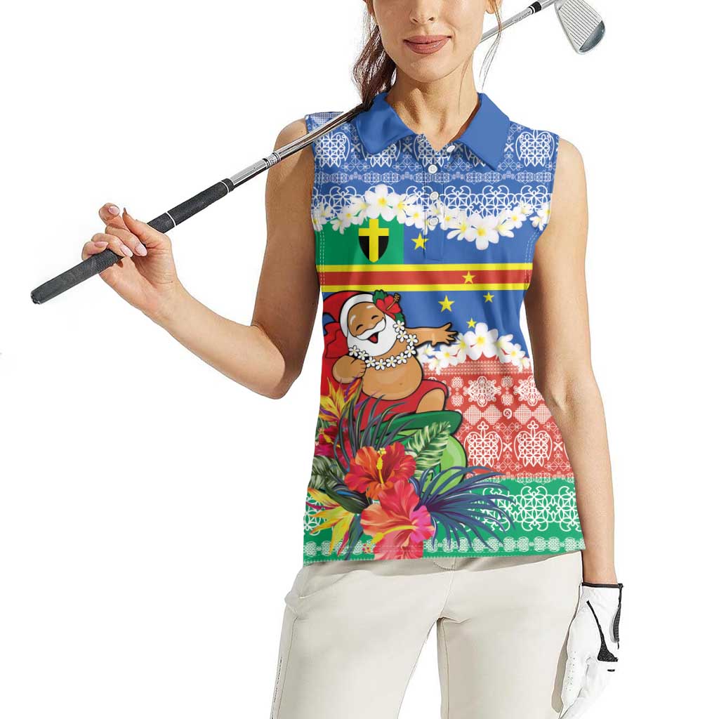 Personalised Tafea Joyeux Noel Women Sleeveless Polo Shirt Proud To Be a Ni-Van Sand Drawing Art - Polynesian Pride