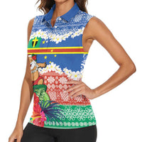 Personalised Tafea Joyeux Noel Women Sleeveless Polo Shirt Proud To Be a Ni-Van Sand Drawing Art - Polynesian Pride