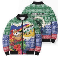 Personalised Torba Joyeux Noel Bomber Puffer Jacket Proud To Be a Ni-Van Sand Drawing Art - Polynesian Pride