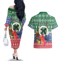 Personalised Torba Joyeux Noel Couples Matching Off The Shoulder Long Sleeve Dress and Hawaiian Shirt Proud To Be a Ni-Van Sand Drawing Art LT9 - Polynesian Pride