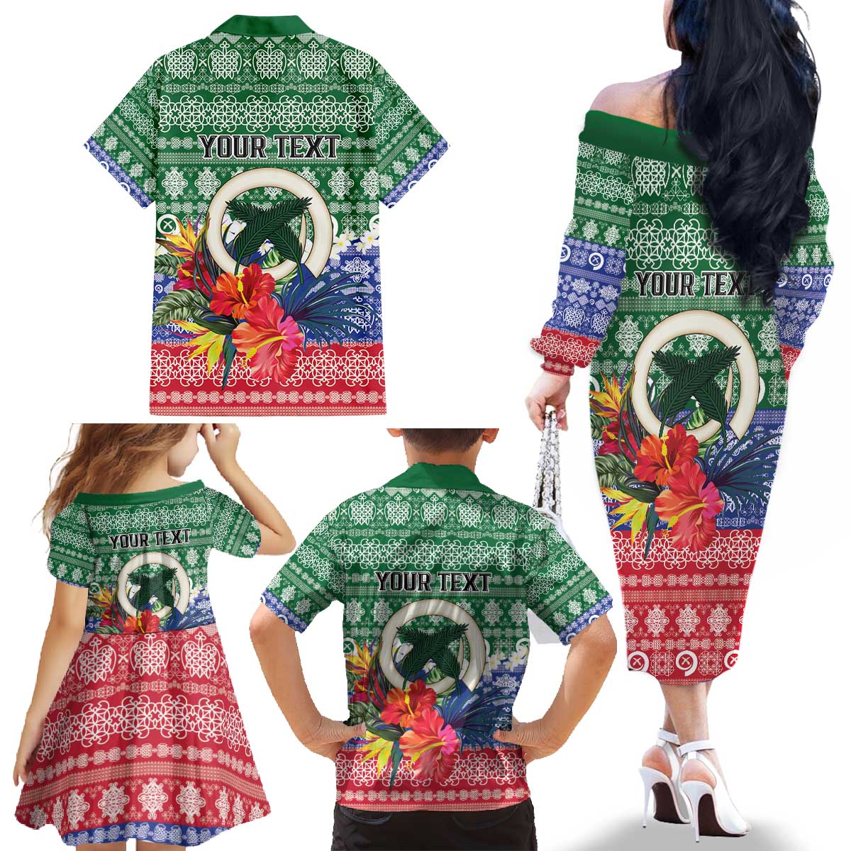 Personalised Torba Joyeux Noel Family Matching Off The Shoulder Long Sleeve Dress and Hawaiian Shirt Proud To Be a Ni-Van Sand Drawing Art LT9 - Polynesian Pride