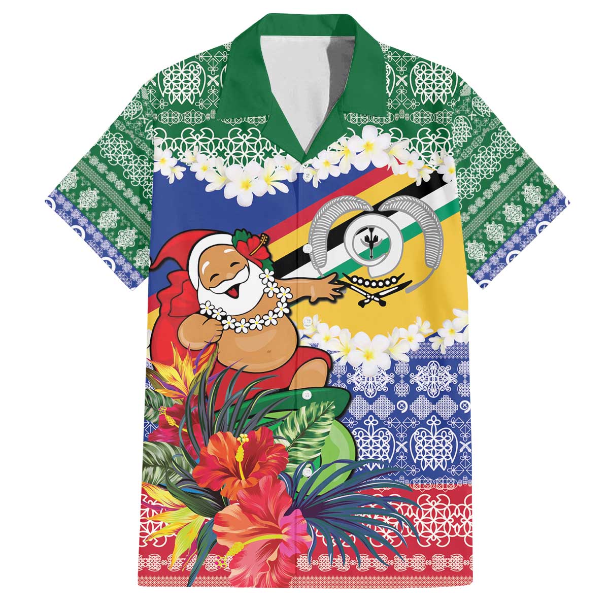 Personalised Torba Joyeux Noel Family Matching Off The Shoulder Long Sleeve Dress and Hawaiian Shirt Proud To Be a Ni-Van Sand Drawing Art LT9 Dad's Shirt - Short Sleeve Green - Polynesian Pride