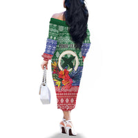 Personalised Torba Joyeux Noel Family Matching Off The Shoulder Long Sleeve Dress and Hawaiian Shirt Proud To Be a Ni-Van Sand Drawing Art LT9 - Polynesian Pride