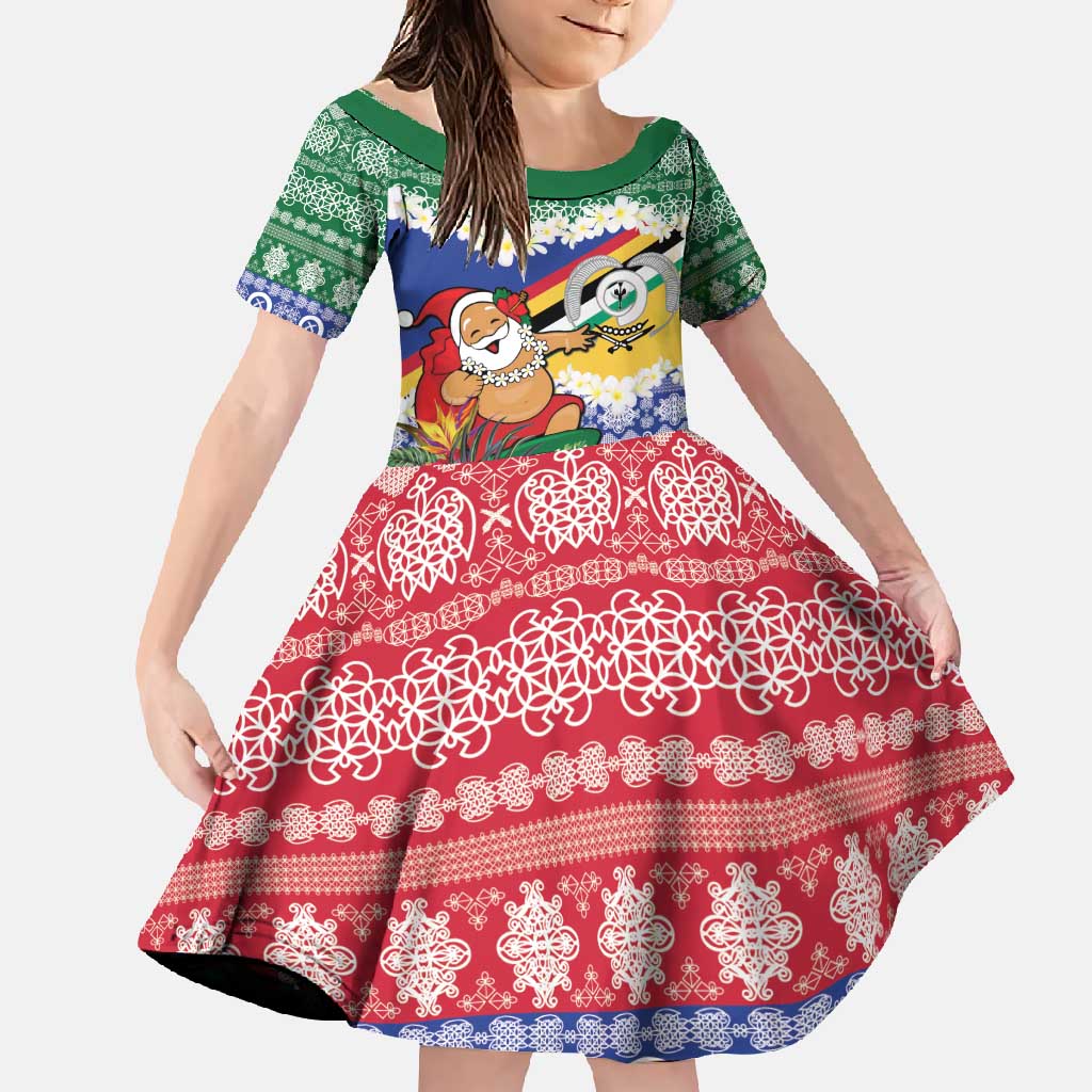 Personalised Torba Joyeux Noel Family Matching Off Shoulder Maxi Dress and Hawaiian Shirt Proud To Be a Ni-Van Sand Drawing Art LT9 Daughter's Dress Green - Polynesian Pride