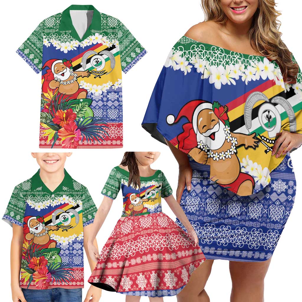 Personalised Torba Joyeux Noel Family Matching Off Shoulder Short Dress and Hawaiian Shirt Proud To Be a Ni-Van Sand Drawing Art LT9 - Polynesian Pride