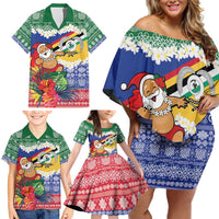 Personalised Torba Joyeux Noel Family Matching Off Shoulder Short Dress and Hawaiian Shirt Proud To Be a Ni-Van Sand Drawing Art LT9 - Polynesian Pride