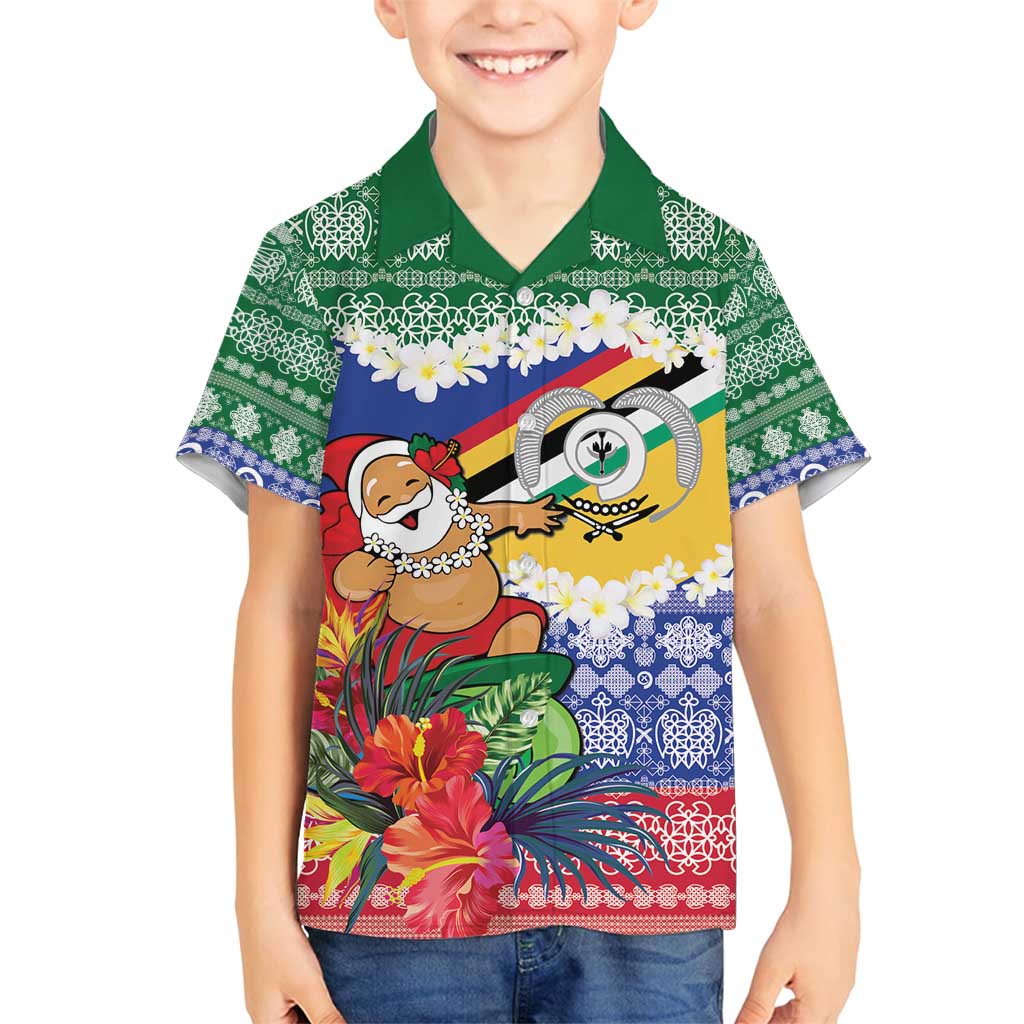 Personalised Torba Joyeux Noel Family Matching Off Shoulder Short Dress and Hawaiian Shirt Proud To Be a Ni-Van Sand Drawing Art LT9 Son's Shirt Green - Polynesian Pride