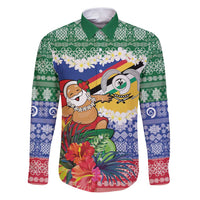 Personalised Torba Joyeux Noel Family Matching Puletasi and Hawaiian Shirt Proud To Be a Ni-Van Sand Drawing Art LT9 Dad's Shirt - Long Sleeve Green - Polynesian Pride