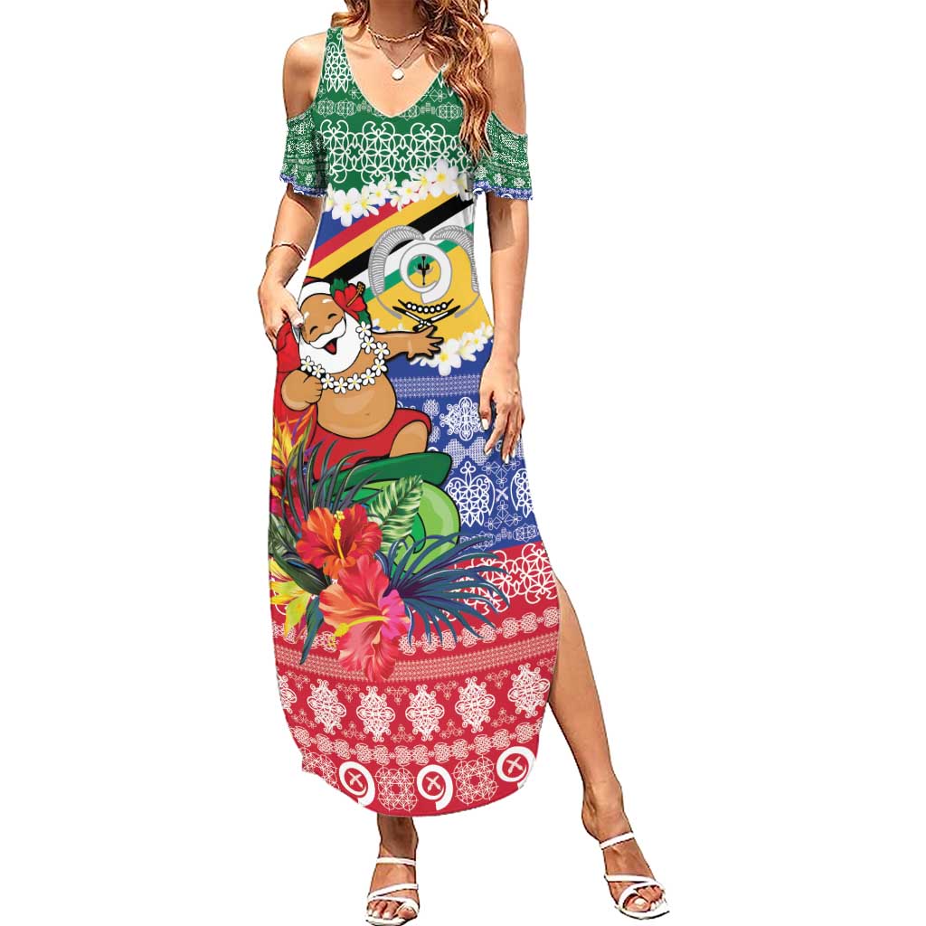 Personalised Torba Joyeux Noel Family Matching Summer Maxi Dress and Hawaiian Shirt Proud To Be a Ni-Van Sand Drawing Art LT9 Mom's Dress Green - Polynesian Pride