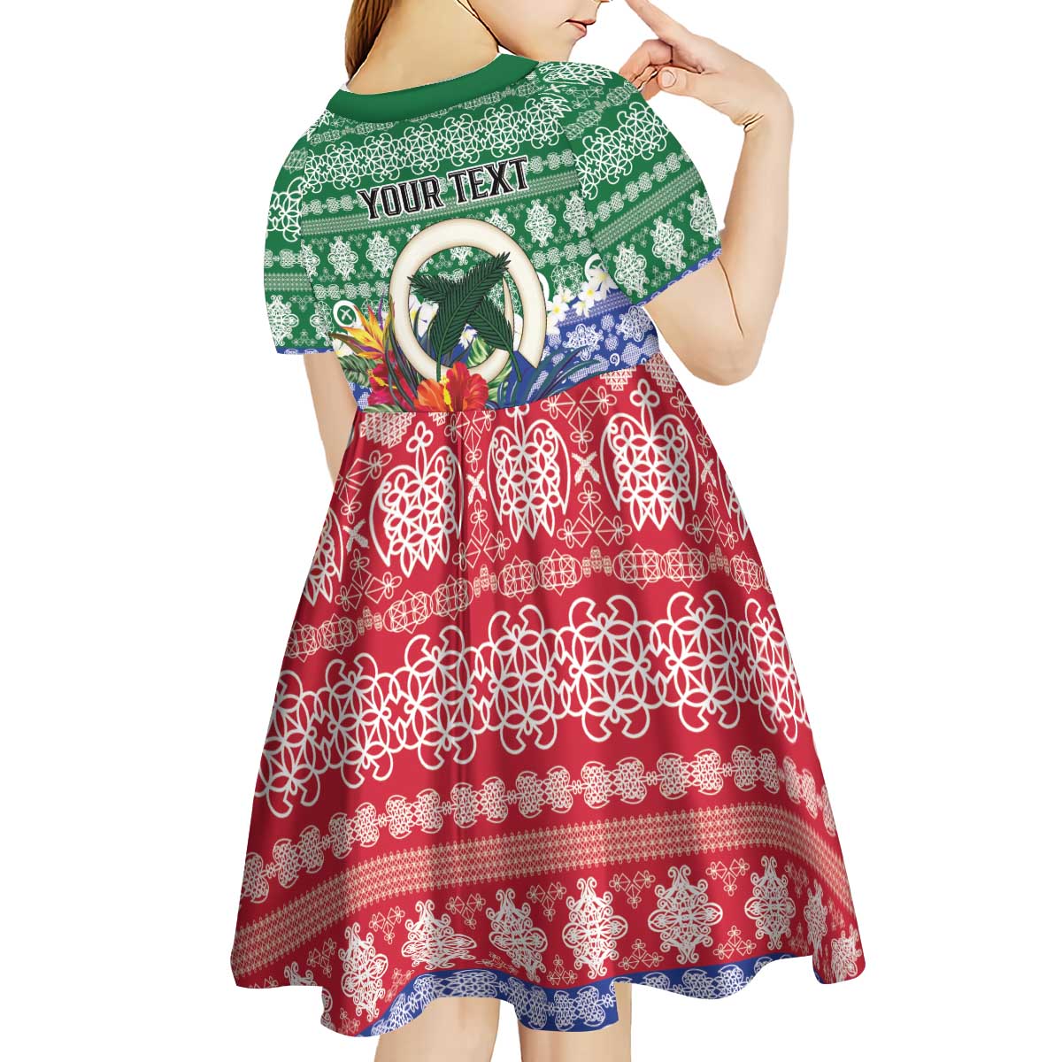 Personalised Torba Joyeux Noel Kid Short Sleeve Dress Proud To Be a Ni-Van Sand Drawing Art - Polynesian Pride