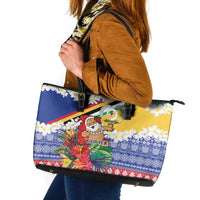 Personalised Torba Joyeux Noel Leather Tote Bag Proud To Be a Ni-Van Sand Drawing Art LT9 Green - Polynesian Pride