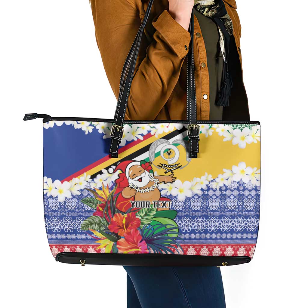Personalised Torba Joyeux Noel Leather Tote Bag Proud To Be a Ni-Van Sand Drawing Art LT9 - Polynesian Pride