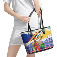 Personalised Torba Joyeux Noel Leather Tote Bag Proud To Be a Ni-Van Sand Drawing Art LT9 - Polynesian Pride
