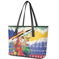 Personalised Torba Joyeux Noel Leather Tote Bag Proud To Be a Ni-Van Sand Drawing Art LT9 - Polynesian Pride