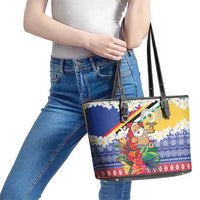Personalised Torba Joyeux Noel Leather Tote Bag Proud To Be a Ni-Van Sand Drawing Art LT9 - Polynesian Pride