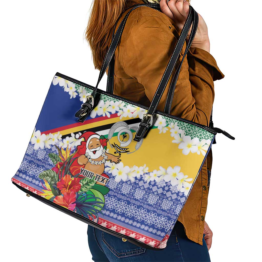 Personalised Torba Joyeux Noel Leather Tote Bag Proud To Be a Ni-Van Sand Drawing Art LT9 - Polynesian Pride