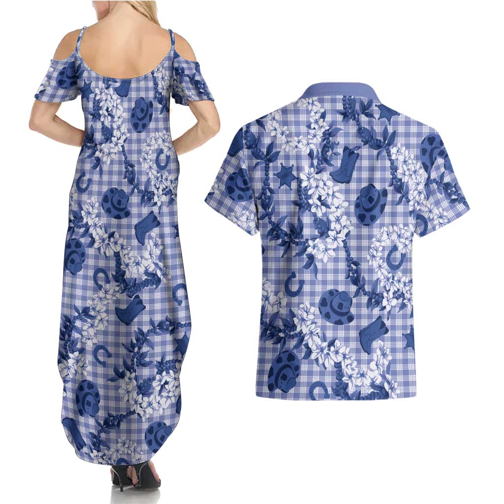 Mokihana Maile Ilima Leis Paniolo Palaka Couples Matching Summer Maxi Dress and Hawaiian Shirt Hawaiian Polu Spirit LT9 - Polynesian Pride