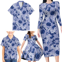 Mokihana Maile Ilima Leis Paniolo Palaka Family Matching Long Sleeve Bodycon Dress and Hawaiian Shirt Hawaiian Polu Spirit LT9 - Polynesian Pride