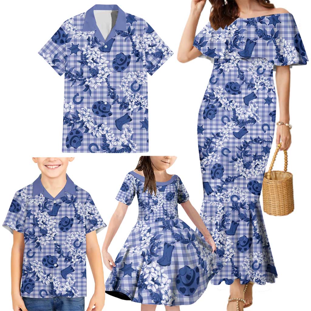Mokihana Maile Ilima Leis Paniolo Palaka Family Matching Mermaid Dress and Hawaiian Shirt Hawaiian Polu Spirit - Polynesian Pride