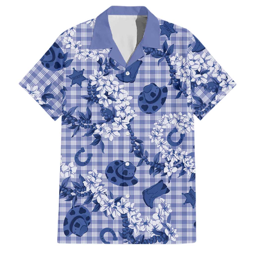 Mokihana Maile Ilima Leis Paniolo Palaka Family Matching Short Sleeve Bodycon Dress and Hawaiian Shirt Hawaiian Polu Spirit LT9 Dad's Shirt - Short Sleeve Blue - Polynesian Pride