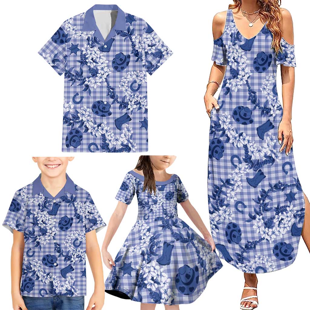 Mokihana Maile Ilima Leis Paniolo Palaka Family Matching Summer Maxi Dress and Hawaiian Shirt Hawaiian Polu Spirit LT9 - Polynesian Pride