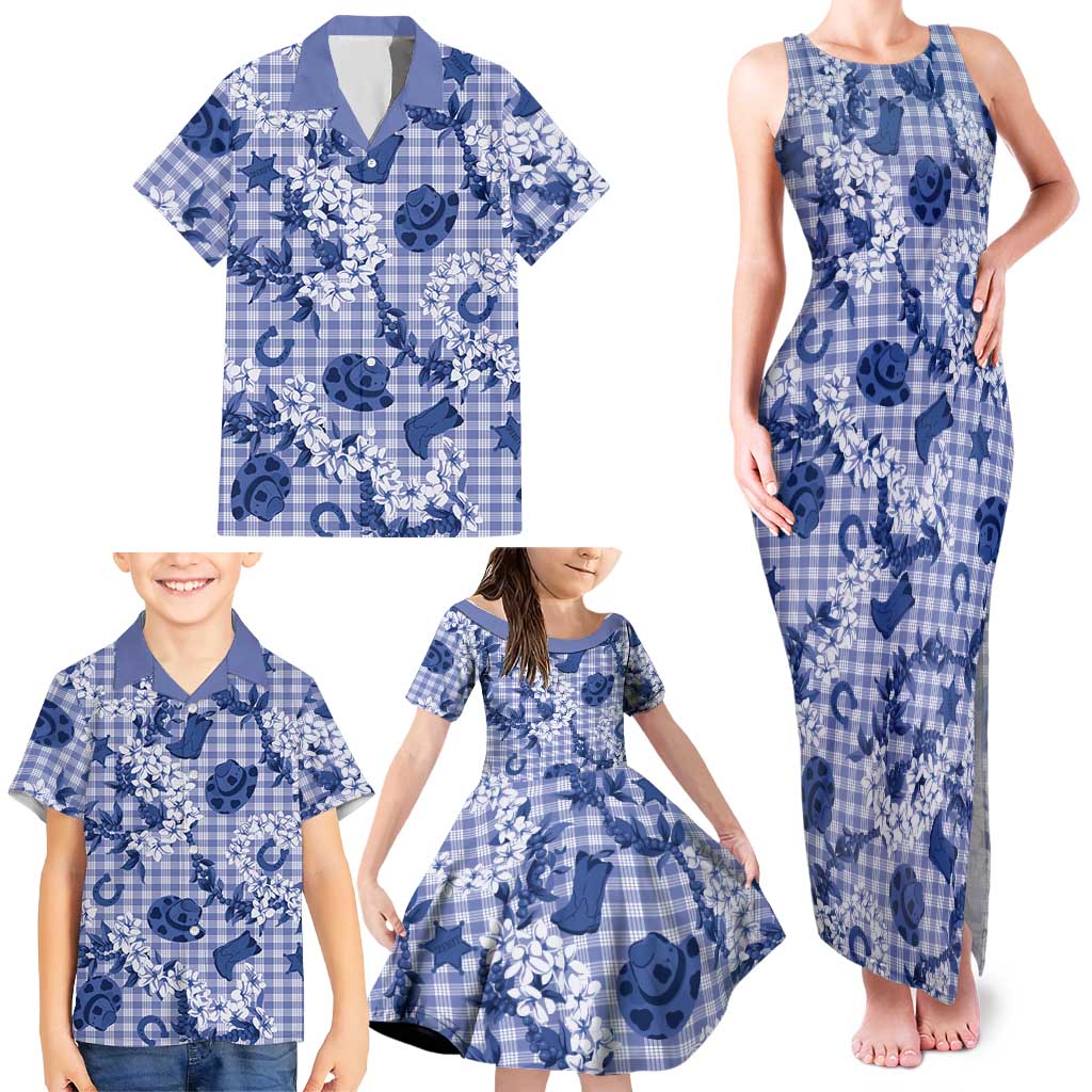 Mokihana Maile Ilima Leis Paniolo Palaka Family Matching Tank Maxi Dress and Hawaiian Shirt Hawaiian Polu Spirit - Polynesian Pride
