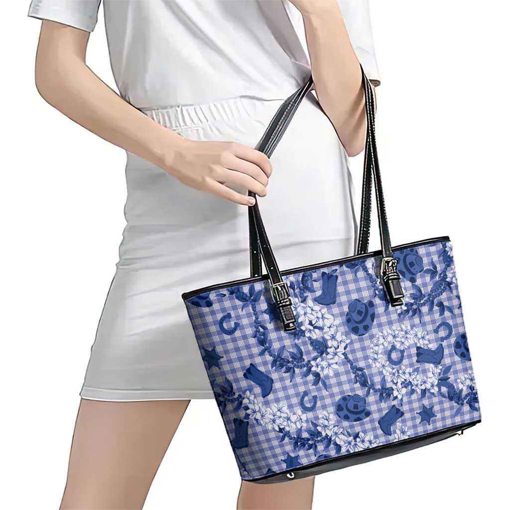 Mokihana Maile Ilima Leis Paniolo Palaka Leather Tote Bag Hawaiian Polu Spirit - Polynesian Pride