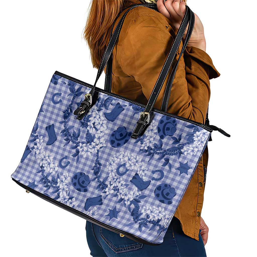 Mokihana Maile Ilima Leis Paniolo Palaka Leather Tote Bag Hawaiian Polu Spirit - Polynesian Pride