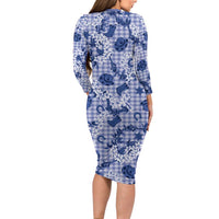 Mokihana Maile Ilima Leis Paniolo Palaka Long Sleeve Bodycon Dress Hawaiian Polu Spirit LT9 - Polynesian Pride