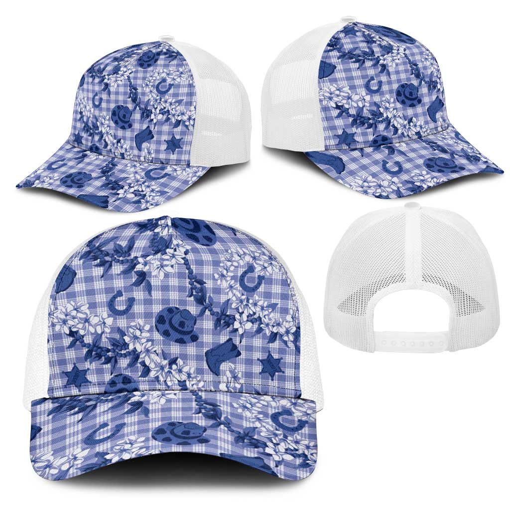 Mokihana Maile Ilima Leis Paniolo Palaka Mesh Trucker Cap Hawaiian Polu Spirit - Polynesian Pride