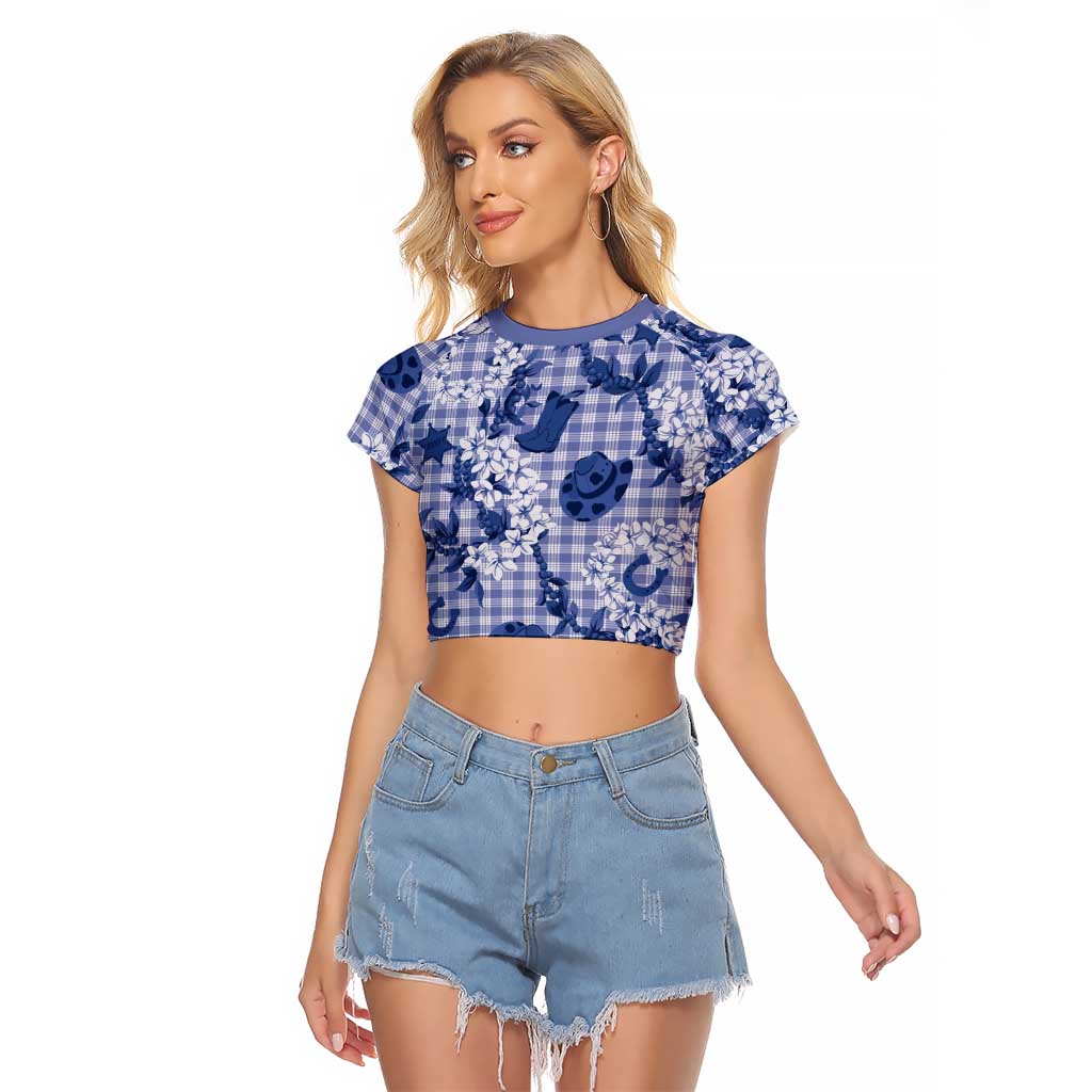 Mokihana Maile Ilima Leis Paniolo Palaka Raglan Cropped T Shirt Hawaiian Polu Spirit - Polynesian Pride