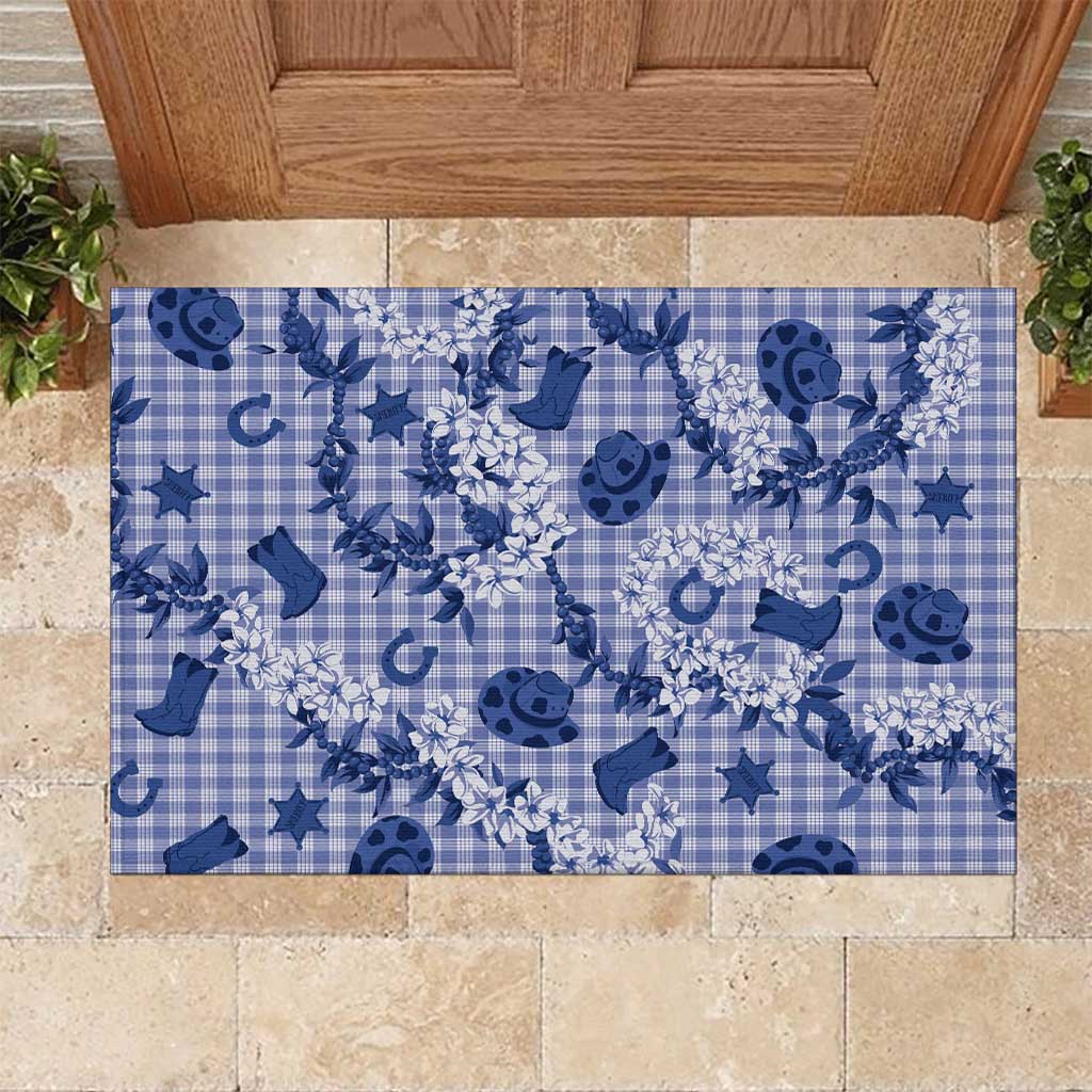 Mokihana Maile Ilima Leis Paniolo Palaka Rubber Doormat Hawaiian Polu Spirit - Polynesian Pride