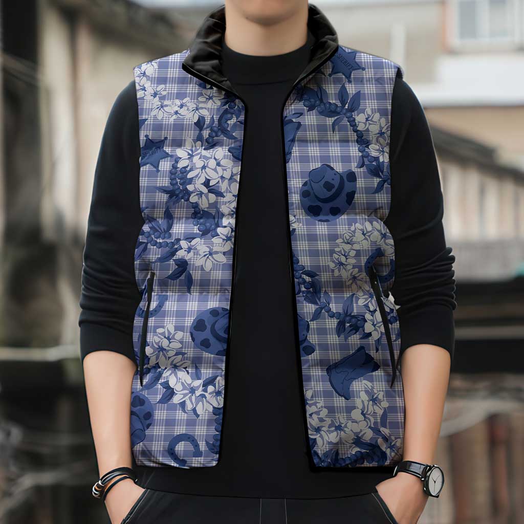 Mokihana Maile Ilima Leis Paniolo Palaka Sleeveless Puffer Jacket Hawaiian Polu Spirit - Polynesian Pride