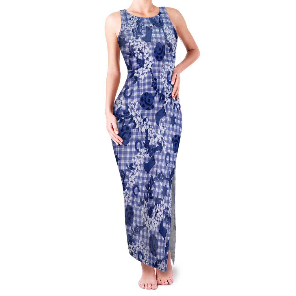 Mokihana Maile Ilima Leis Paniolo Palaka Tank Maxi Dress Hawaiian Polu Spirit - Polynesian Pride