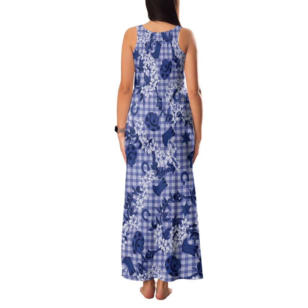 Mokihana Maile Ilima Leis Paniolo Palaka Tank Maxi Dress Hawaiian Polu Spirit - Polynesian Pride