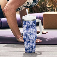 Mokihana Maile Ilima Leis Paniolo Palaka Tumbler With Handle Hawaiian Polu Spirit - Polynesian Pride