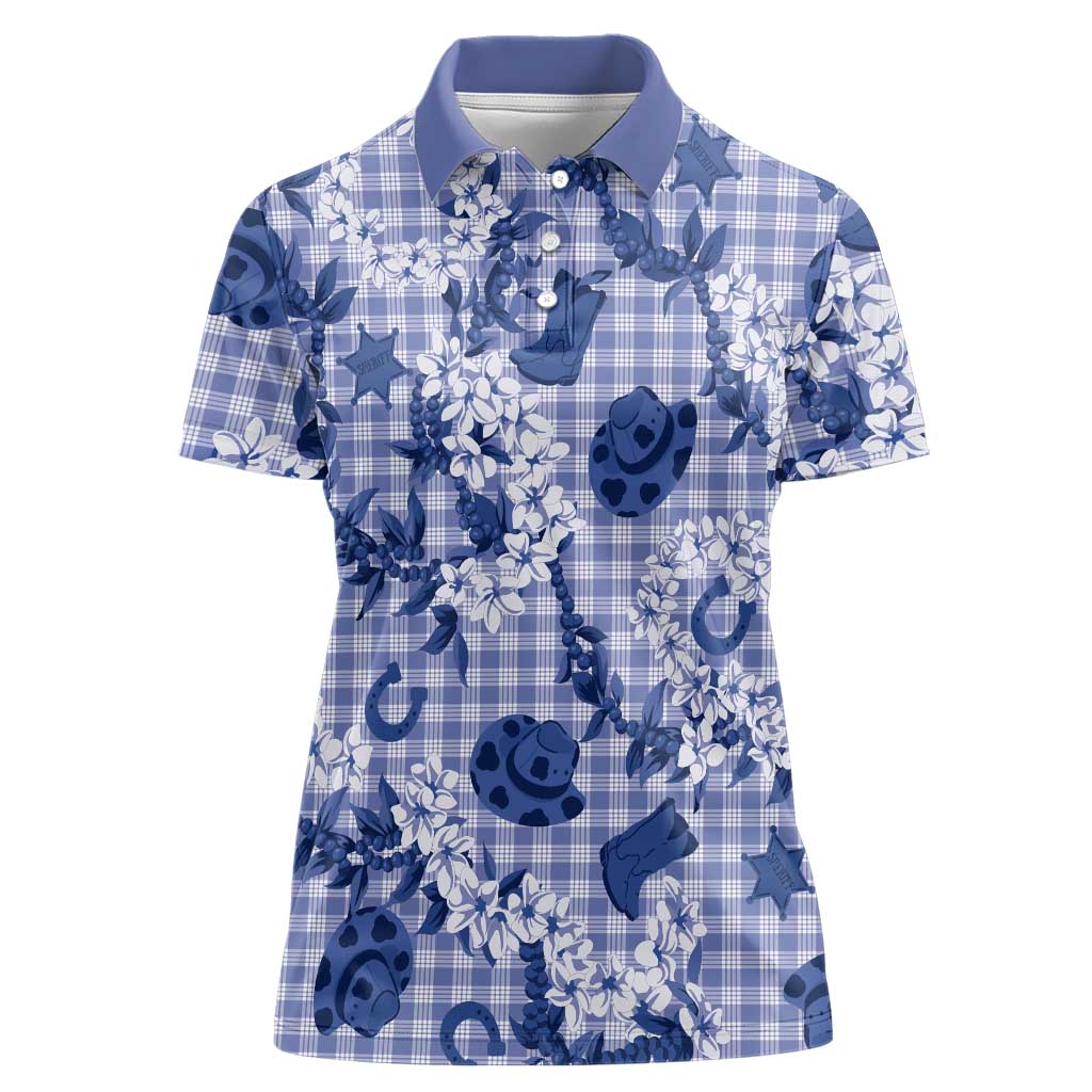 Mokihana Maile Ilima Leis Paniolo Palaka Women Polo Shirt Hawaiian Polu Spirit - Polynesian Pride