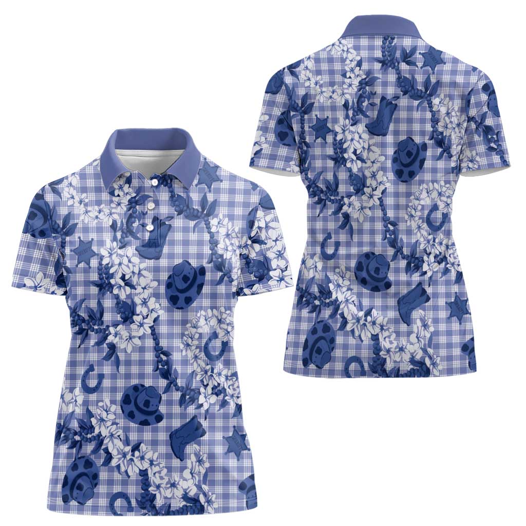 Mokihana Maile Ilima Leis Paniolo Palaka Women Polo Shirt Hawaiian Polu Spirit LT9 - Polynesian Pride