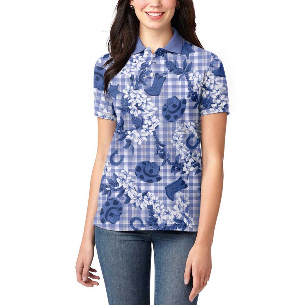 Mokihana Maile Ilima Leis Paniolo Palaka Women Polo Shirt Hawaiian Polu Spirit LT9 - Polynesian Pride
