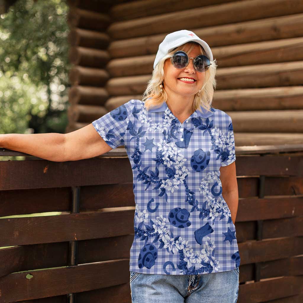 Mokihana Maile Ilima Leis Paniolo Palaka Women Polo Shirt Hawaiian Polu Spirit LT9 - Polynesian Pride