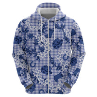Mokihana Maile Ilima Leis Paniolo Palaka Zip Hoodie Hawaiian Polu Spirit - Polynesian Pride