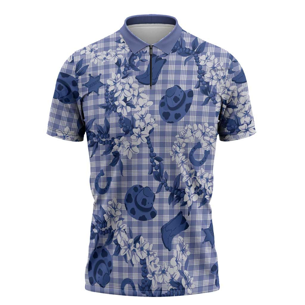 Mokihana Maile Ilima Leis Paniolo Palaka Zipper Polo Shirt Hawaiian Polu Spirit - Polynesian Pride